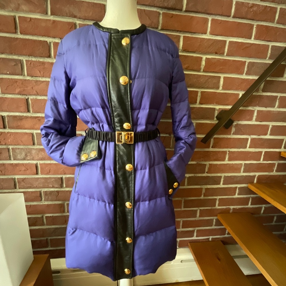 Emilio Pucci Silk Coat Duck Down Puffer Coat Size USA 8 Made in Italy